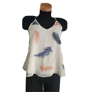 Rory Beca Tank Top Womens Size Small Forever 21 Sheer Feathers Boho Hipster - Picture 1 of 7