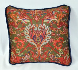 Corded Accent Pillow made w Ralph Lauren Galahad Aragon Medieval Red Fabric 9x9 - Picture 1 of 4