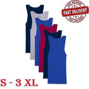 6 Pack Fruit of the Loom Men's Assorted Color Tank A-Shirts Sizes S-3XL - Picture 1 of 5