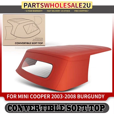 Nuevo techo blando convertible borgoña para Mini Cooper 2003-2008 con ventana de vidrio Foto 1 de 4