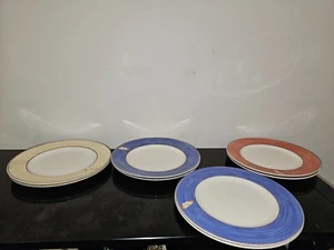 Set of EIGHT Wedgwood Sarah's Garden Dinner Plates 11 1/8" Blue Red Yellow - Picture 1 of 18