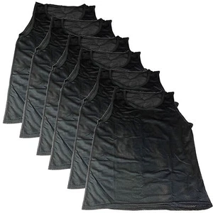 SET of 6 Black YOUTH SCRIMMAGE VESTS -PINNIES SOCCER , SOFTBALL US Ship! - Picture 1 of 3