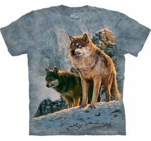 Wolf Couple Sunset Pack Animal Cotton Wolves Dog The Mountain T-Shirt Adult S-3X - Picture 1 of 4