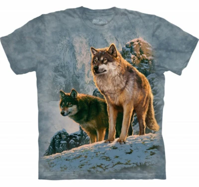 Wolf Couple Sunset Pack Animal Cotton Wolves Dog The Mountain T-Shirt Adult S-3X - Image 1 of 4