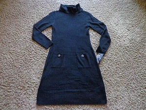AB STUDIO NWT women's sz S black long sleeve turtle neck sweater dress w/pockets - Picture 1 of 7