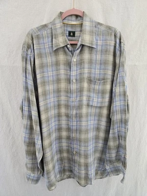 Robert TALBOTT Gray Plaid Linen Long Sleeve Shirt W/pockets. Mens Sz Large - Image 1 of 4
