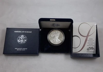 2008 W American Silver Eagle Proof Dollar Coin 1oz .999 Fine Silver w/ OGP & COA - Image 1 of 4