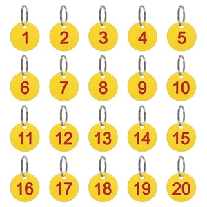 20 piezas etiquetas numéricas 1-20 35 mm etiquetas de llave redondas para armarios amarillas y rojas - Imagen 1 de 7