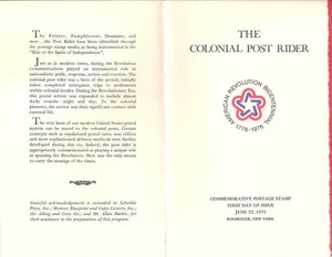 #1478-C1 First Day Ceremony Program 8c Colonial Post Rider Stamp w/FDC - Picture 1 of 2