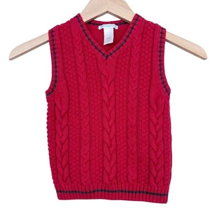 Janie and Jack Red Cable Knit Sweater Vest Sz 4 - Picture 1 of 4