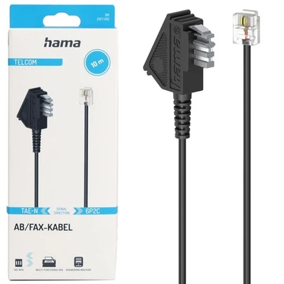 Hama TAE-N Kabel 10m TAE auf Modular-Stecker 6P2C für Fax AB Modem Faxkabel