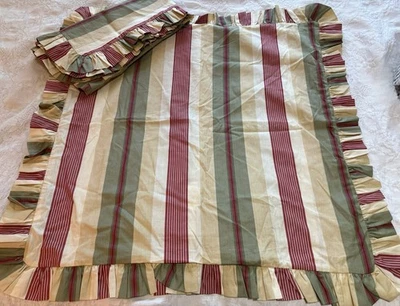 "2 fundas de almohada Waverly de 2" con volantes a rayas de algodón euro para 26"" rojo verde y dorado" Foto 1 de 4