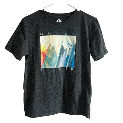 Quiksilver T Shirt Short Sleeve Top Surfboards Gray Youth Boys XL 18/20 - Изображение 1 из 4