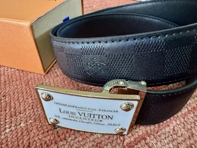 Cinturón Louis Vuitton LV Ceinture Inventeur Cuero Marfil Damier Grafito 50/125 Foto 1 de 4