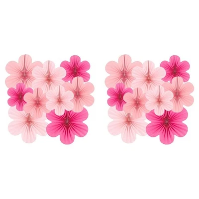 18X   Fan Flower Set Party Decorations  Fans, Floral Pom Poms, and Garlands2229 - Image 1 of 4