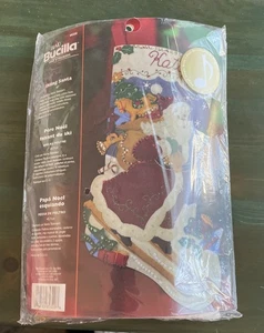 Bucilla SKIING SANTA Felt Christmas Stocking Kit PLAYS JINGLE BELLS 🎶 18” NEW - Picture 1 of 8
