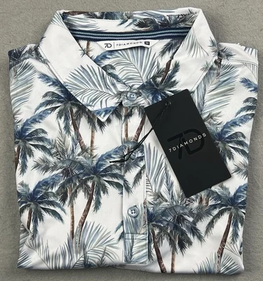 7 бриллиантов Мужская Provo 4 пути эластичной пальмы гавайская рубашка-поло размер M новый с Ярлыками - Изображение 1 из 4
