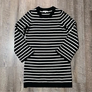 Madewell Black White Stripe Merino Wool Midi Sweater Dress Womens Size Small - Picture 1 of 5