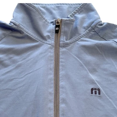 Pullover Travis Mathew Para Hombres Pequeño Azul Cuarto Cremallera Golf Manga Larga Rendimiento Foto 1 de 4