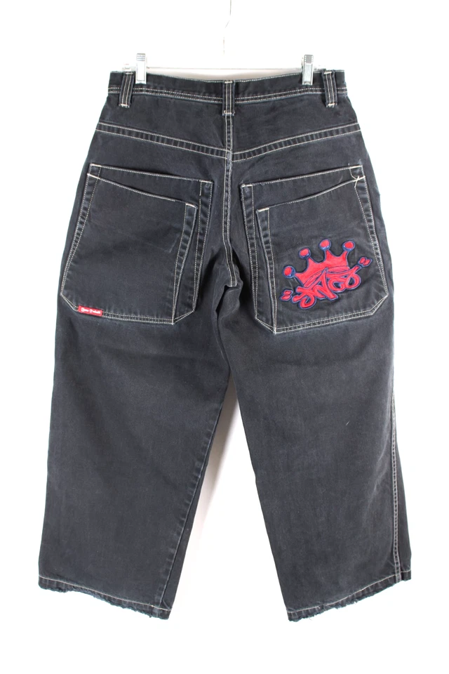 Pantalones de mezclilla holgados negros JNCO Big Crown vintage de los años 90 Raver Skater talla 30x29 Foto 1 de 4