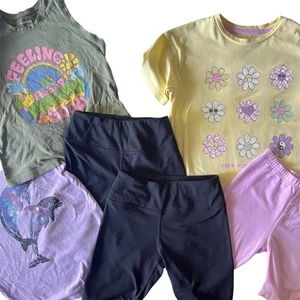 Mixed Brands- Girls Biker Shorts & Shirts Size 7/8 Medium - Picture 1 of 11