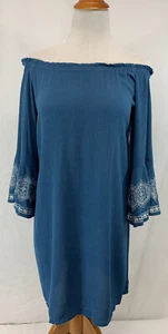 Top túnica Flying Tomato Anthropologie para mujer (S) pequeño azul boho bordado - Imagen 1 de 7