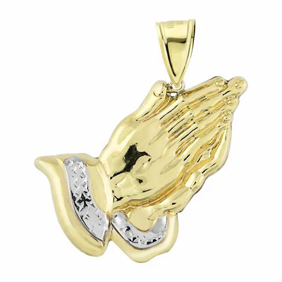 Praying Hands Charm Textured Pendant Bonded 1/10th 10k Yellow White Gold - Изображение 1 из 4