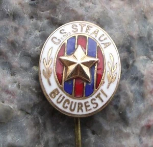 Vintage CS Steaua Buchuresti Bucharest FC Football Club Romania Flag Pin Badge - Picture 1 of 4