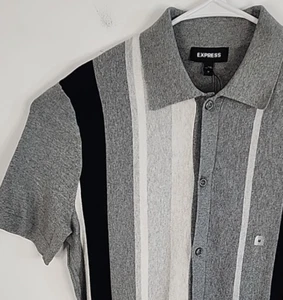 Express Nuevo con Etiquetas Para Hombres Gris Rayas Abotonadas Manga Corta, Talla M, Precio de venta sugerido por el fabricante $70 - Imagen 1 de 10