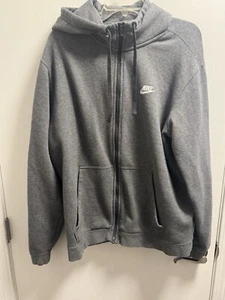 Nike Sportswear Club Full Zip hooded Sweatshirt Charcoal Heather 804389-071 SzXL - Picture 1 of 5