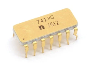 Intersil 741PC Operational Amplifier IC Ceramic DIP-14 Op-Amp Gold Vintage 1975 - Picture 1 of 1