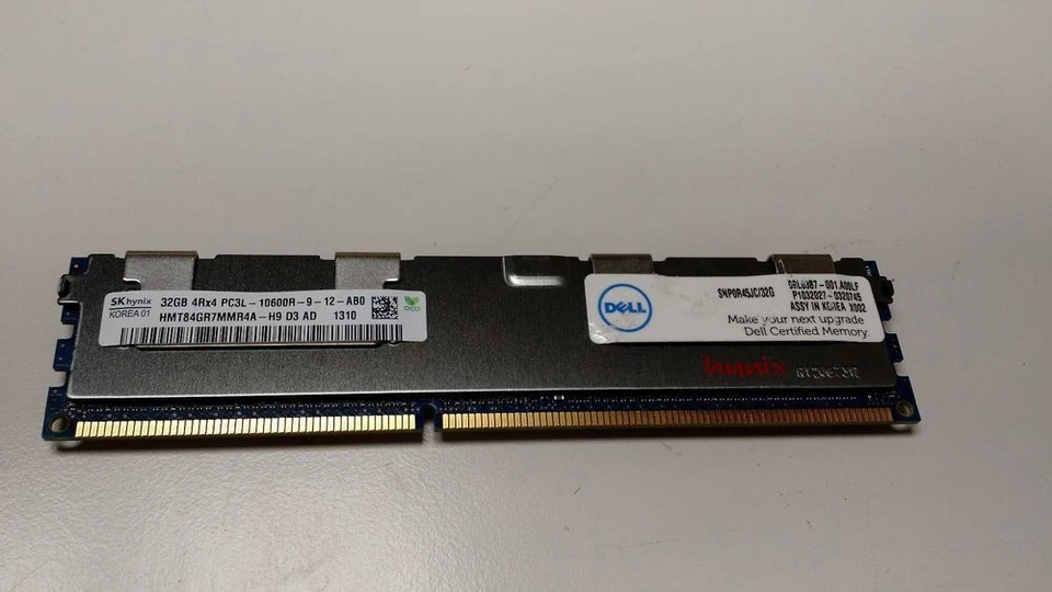 Dell SNP0R45JC/32G 32GB (1x32GB) PC3L-10600R 4Rx4 Memory R620 R720 R720xd M620 - Image 1 of 1