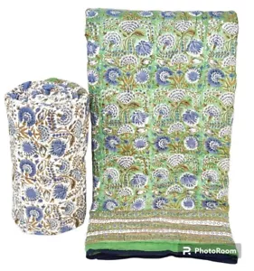 Queen Size Indische Baumwolle Blumendruck Wendedecke Quilt Winter Razai Neu - Bild 1 von 11