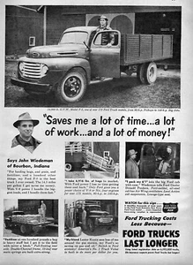 Camión Ford F-5 1950 de una tonelada y media ""ahorra mucho dinero"" anuncio original BF1A - Imagen 1 de 1
