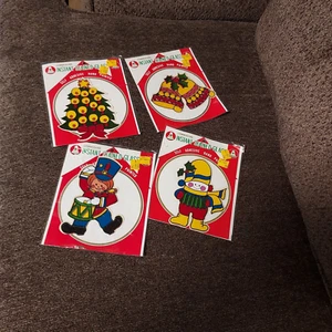 Commodore Vintage Christmas Instant Stained Glass Taiwan Hand Painted Lot of 4 - Picture 1 of 2