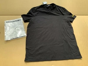 T-shirt uomo collo rotondo DSquared2 nera XL nuova prezzo £79 - Foto 1 di 4