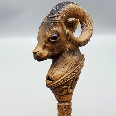 21" Shoe Horn Ram's Head Carved Wood Look Hard Plastic Ornate Hong Kong No. 6152 - Image 1 of 4