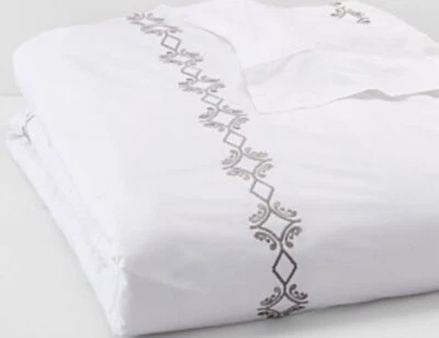 Edredón Sferra Argento Completo/Queen Blanco/Gris Bordado Algodón Egipcio Nuevo Foto 1 de 4