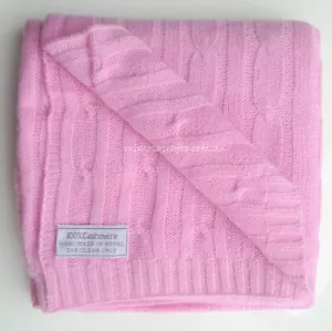 Cashmere Baby Blanket - Cable Knit Swaddle Warm & Soft Newborn Pink Carry Wrap - Bild 1 von 6