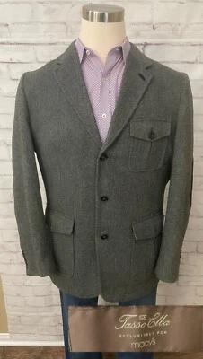 Blazer Tasso Elba 42-44 L Gris Espiga Abrigo Deportivo Caza Chaqueta Abrigo Foto 1 de 4