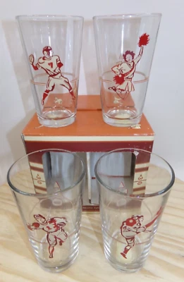 Gafas de fútbol americano Williams Sonoma vintage estilo retro 16 oz. Juego de 4 en caja Foto 1 de 4