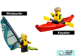 LEGO Kayakista Canoa o Windsurf Minifiguras Playa Agua Océano Deportes NUEVO U Elige - Imagen 1 de 3