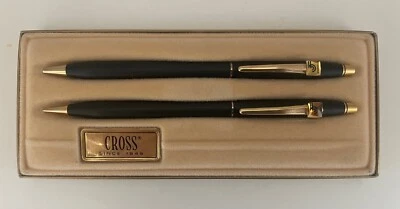Juego de bolígrafos y lápices vintage Cross Classic negro y dorado “Conrail” #2501 Foto 1 de 4