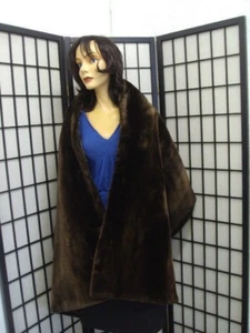 REFURBISHED NEW BROWN SHEARED BEAVER FUR STOLE SHAWL WRAP - Picture 1 of 1