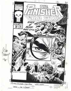 JOE KUBERT SIGNED PUNISHER WAR ZONE ORIGINAL PRODUCTION ART COVER MARVEL COMICS - Picture 1 of 1
