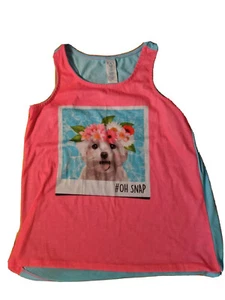 Childrens Place Tank Girls XL Pink Oh Snap Westie Flower Crown Selfie Tank 14 - Picture 1 of 2