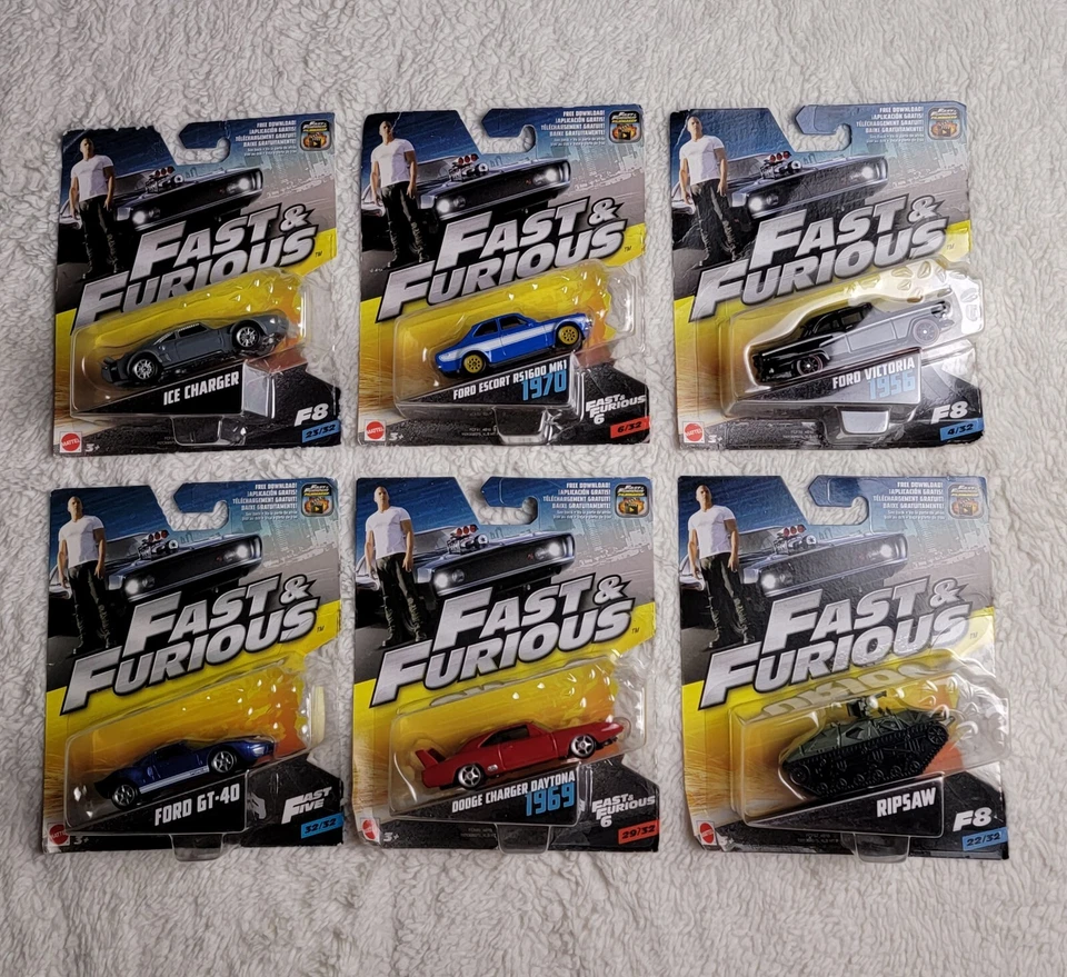 Fast & Furious Lot Bundle of 6 Ice Charger Ford GT-40 Ford Dodge Set Mattel - Image 1 of 4