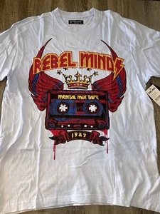 Rebel Minds T-Shirt Short Sleeve Blue Men's XL Mental Mixtape Bin35 - Picture 1 of 5