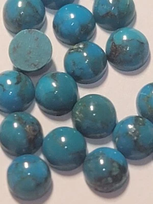 60 Gorgeous Blue Genuine Natural Turquoise AAA+ Cabs 5 mm Blue w/ MatrixI - Image 1 of 2