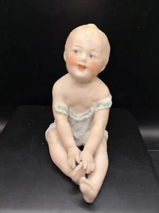 Gebruder Heubach-German Porcelain Bisque-Sitting Piano Baby 4 1/2" - Picture 1 of 5
